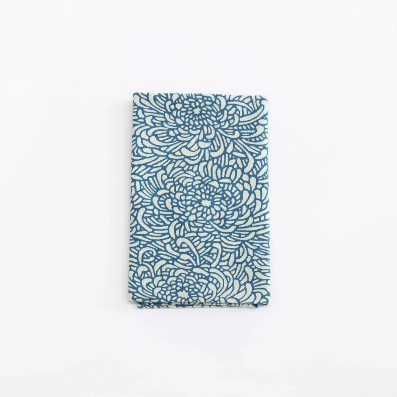 Tenugui - Teal Chrysanthamums