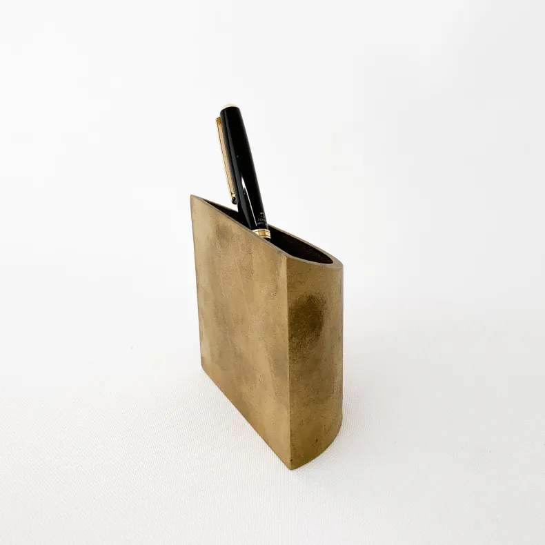 S/N Brass Vertical Pen Stand - Downward Slant (SN021)