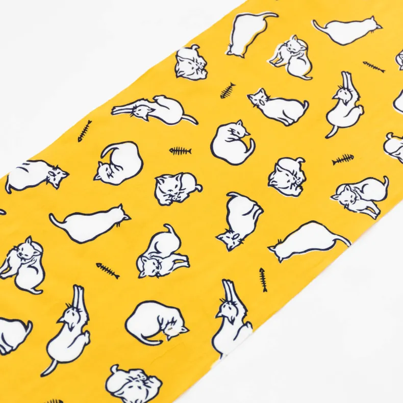 Tenugui - Cats on Yellow