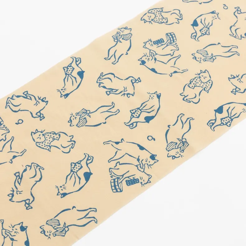 Tenugui - Cats Bathing in Blue