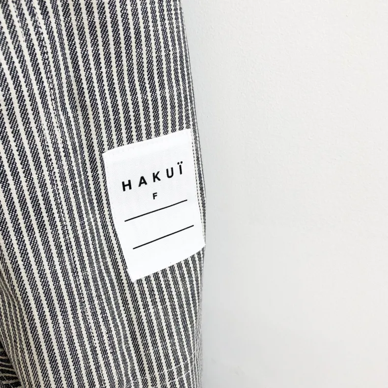 Hakui Bibbed Apron - Stripe Black/White (6869-1)