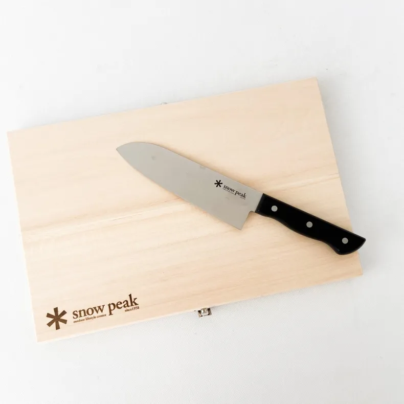 Snow Peak Cutting Board & Knife Set (L)