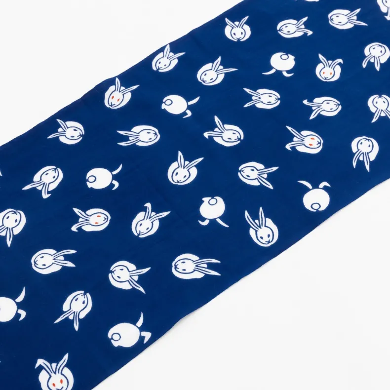 Tenugui - Bunnies on Blue