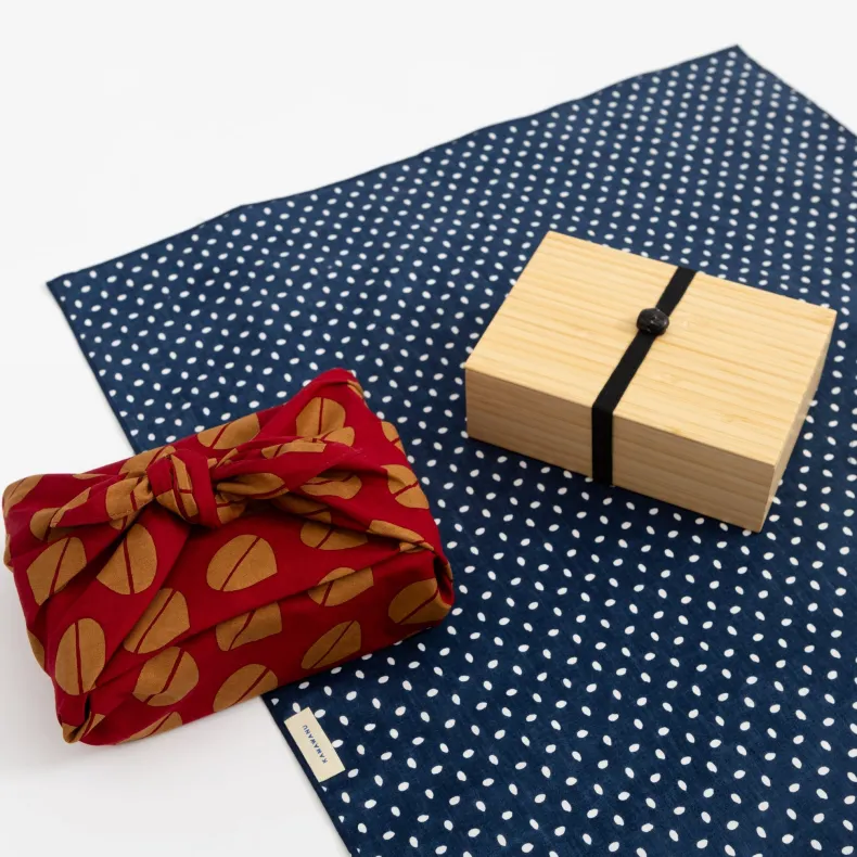 Furoshiki - White Rice on Navy