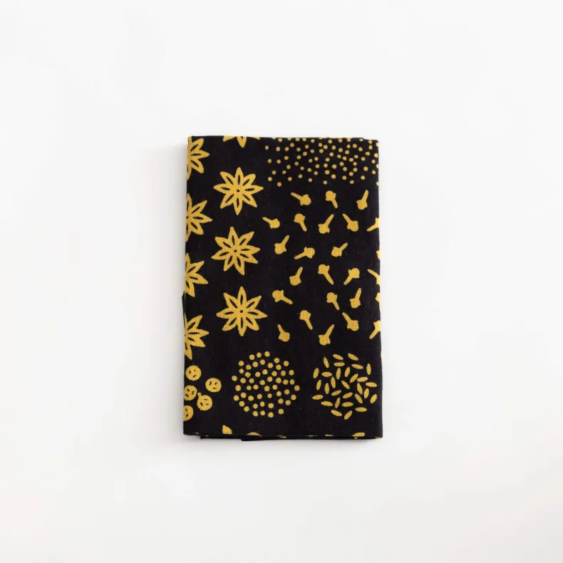 Tenugui - Yellow Spices on Black